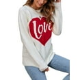 thumbnail image 2 of Blotona Women Valentine's Day Heart Letter Print Sweaters Long Sleeve Loose Knitwear Round Neck Pullovers Jumpers Tops, 2 of 9
