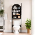 thumbnail image 6 of HMstone Over The Toilet Storage Cabinet, 23.7’’W Bathroom Storage Shelf Organizer with Acrylic Doors, Freestanding Above The Toilet Storage Cabinet with Adjustable Shelf for Bathroom, Dark Brown, 6 of 10
