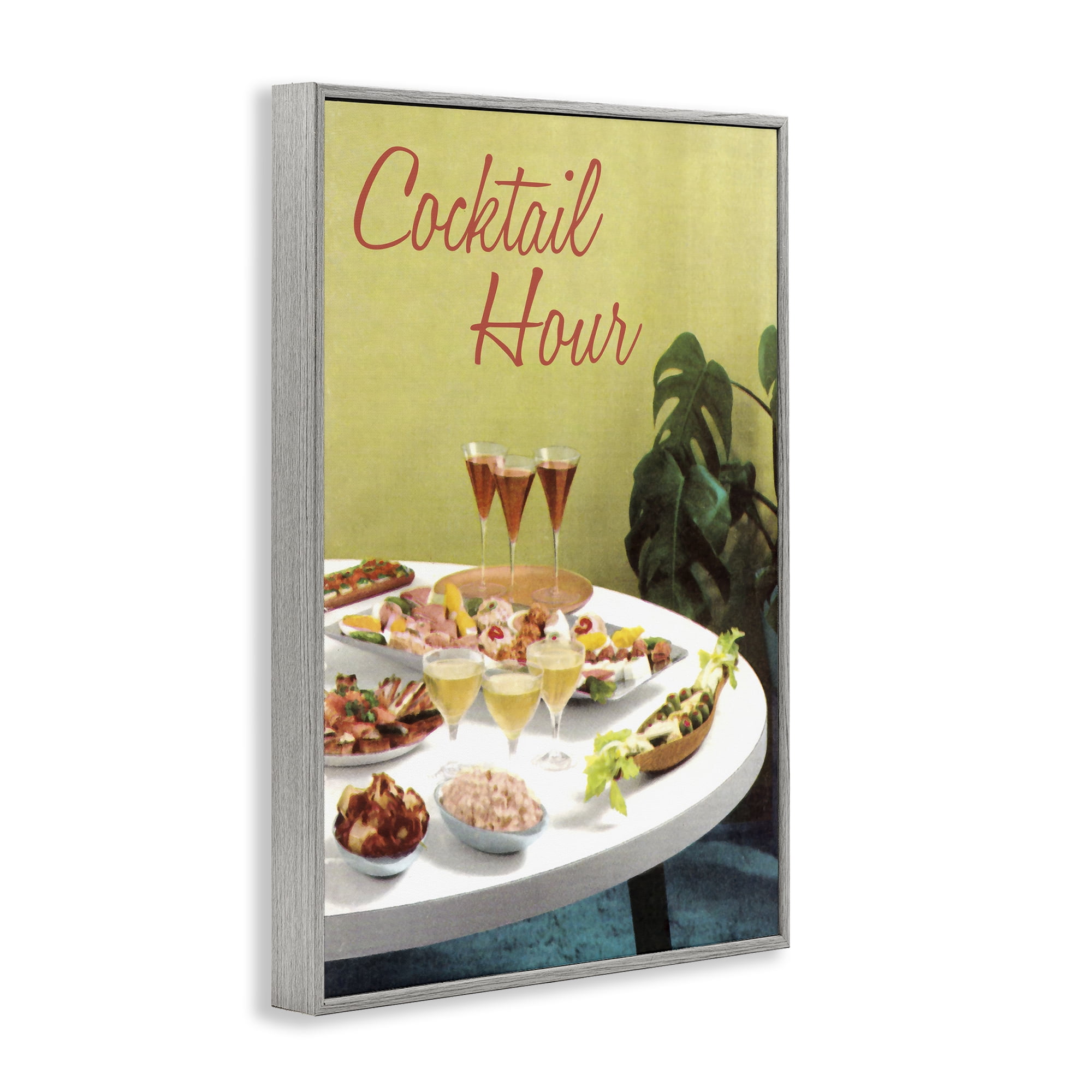 Stupell Industries Cocktail Hour Table Spread Gray Framed Giclee Art, design by Tim Wright