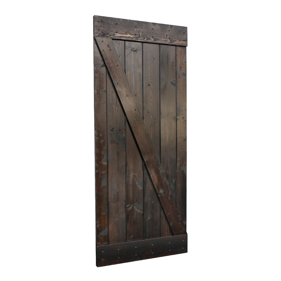36 in. x 84 in. Dark Walnut Plank Knotty Pine Sliding Barn Wood Interior Door Slab