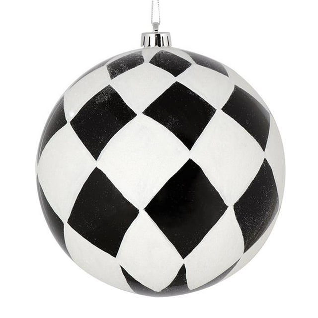 Vickerman N180817 Boule Noire de 8 Po avec Ornement de Paillettes de Diamant Blanc
