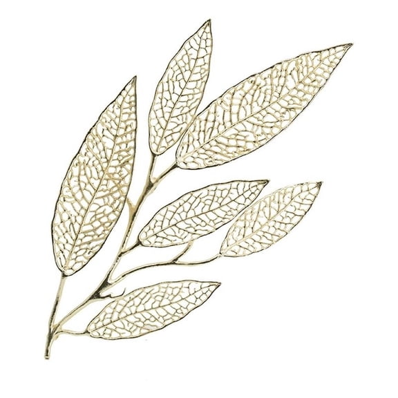 Benjara 35" Wall Art Decor- Large Carved Leaf Design- Aluminum Gold Finish