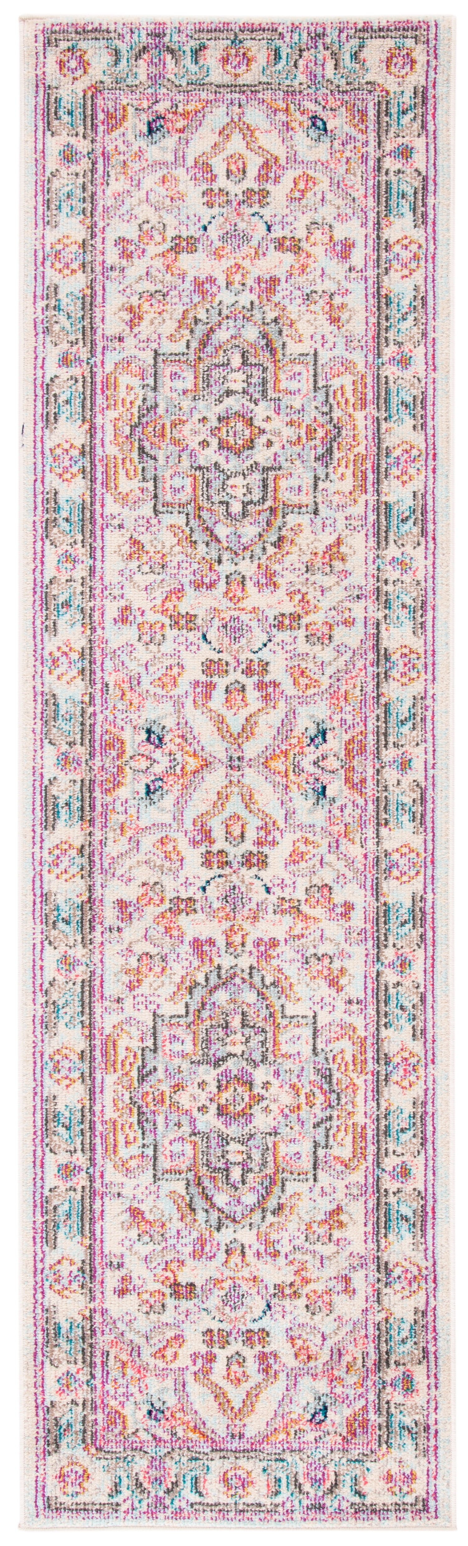 Safavieh Madison Edwyna Geometric Runner Rug, Beige/Fuchsia, 2'3" x 8'