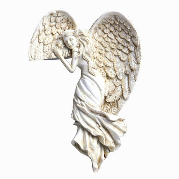 Estatua de ángel decorativa de resina para esquina, escultura de pared para dormitorio o decoración del hogar. Derecha