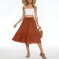 thumbnail image 3 of Women's Solid Flared Skirts Lightweight Elastic Waist Classic Midi Skirt, 3 of 7