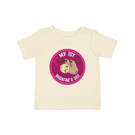

Inktastic First Valentines Day Sloth Gift Baby Girl T-Shirt