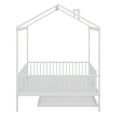 thumbnail image 5 of BEBPILOO Full Size Metal House Bed with Fence, With Trundle, White, 5 of 11
