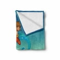 thumbnail image 2 of Sports Soft Flannel Fleece Blanket, Surfing Baby in Giant Waves of the Sea Hobby Boy Little Champion Theme Print, Cozy Plush for Indoor and Outdoor Use, 60" x 80", Turquoise and Blue, by Ambesonne, 2 of 6