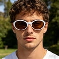 thumbnail image 6 of Bomd Polarized Sports Sunglasses Mens,UV400 Protection Mirror Lenses Oval Frame Sun Glasses, Personality Fashion Sunnies Eyewear for Running Cycling Driving Fishing Outdoor Daily Wear Tea, 6 of 9