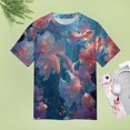 thumbnail image 4 of Mermaid Glitter Fish Scale Girls Womens Tops Women's Fashion Casual Short Sleeve Flower Print Round Neck Pullover Top Blouse, 4 of 6