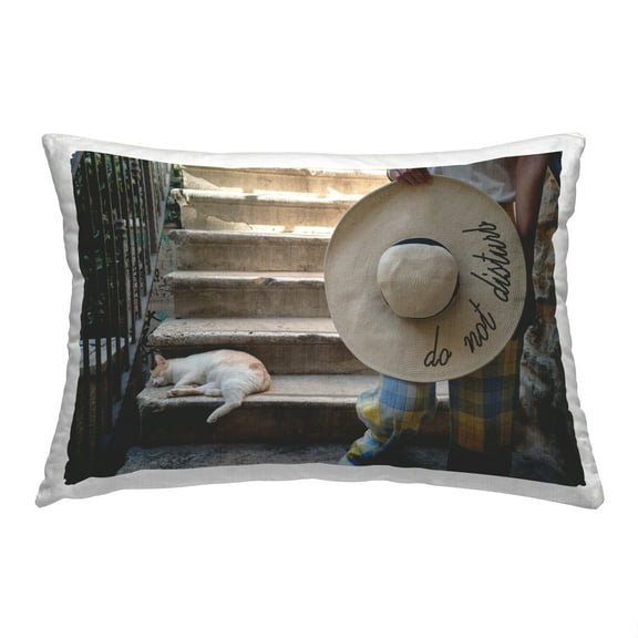 Stupell Industries Sleeping Cat Do Not Disturb Decorative Printed Throw Pillow, 14 x 20