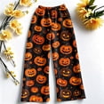 thumbnail image 5 of QWKLEAJ Halloween Pajama Pants Women Pumpkin Print Lounge Pants Drawstring Wide Leg Sleepwear Fall Holiday Loungewear Cozy Home Trousers Autumn Themed Bottoms Festive Nightwear, 5 of 6