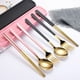 thumbnail image 4 of XmhyTop Juego de cubiertos de 4 piezas, utensilios de acero inoxidable, pulido espejo, apto para lavavajillas, dorado y rosa, 4 of 5