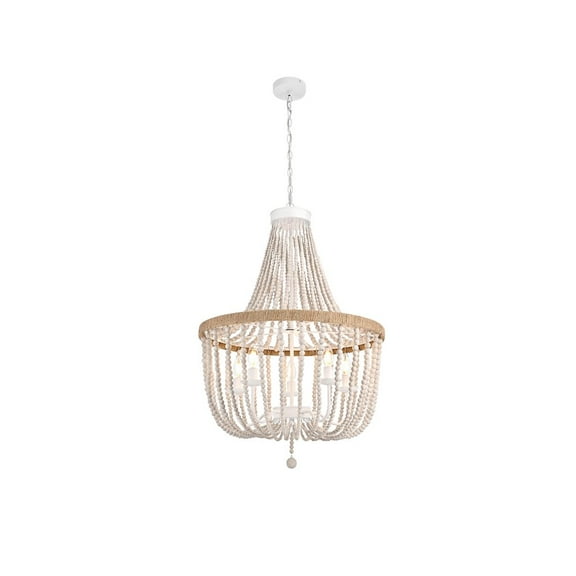 Living District Jolie 24 Inch Beaded Pendant In Antique White