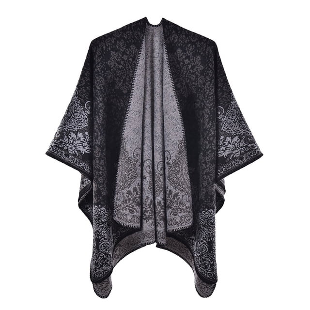 RXIRUCGD Cape Châle Mode Ethnique pour Femmes Écharpe Ample (Noir)