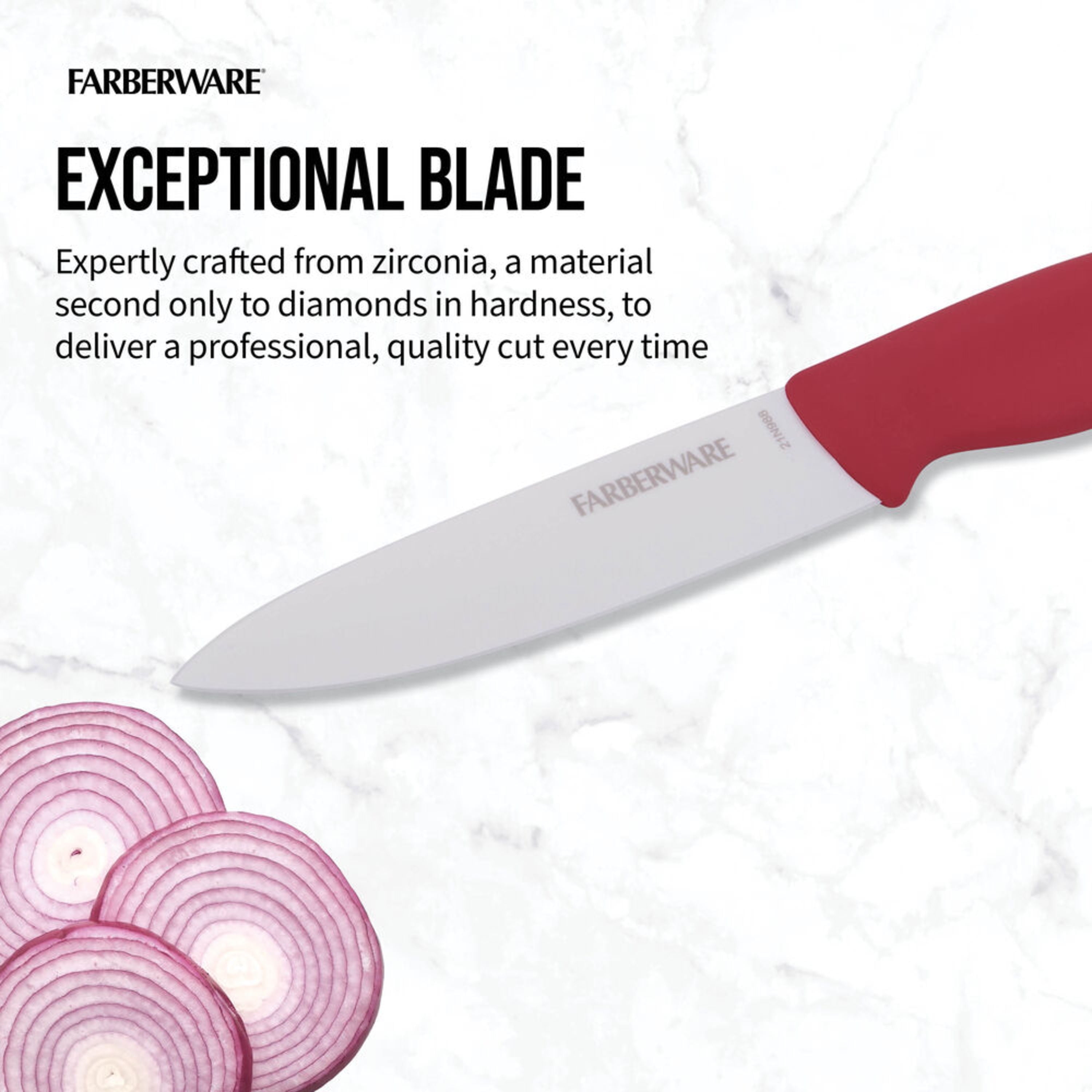 (3 pack) Farberware Professional 5-inch Ceramic Utility Knife with Red Blade Cover and Handle