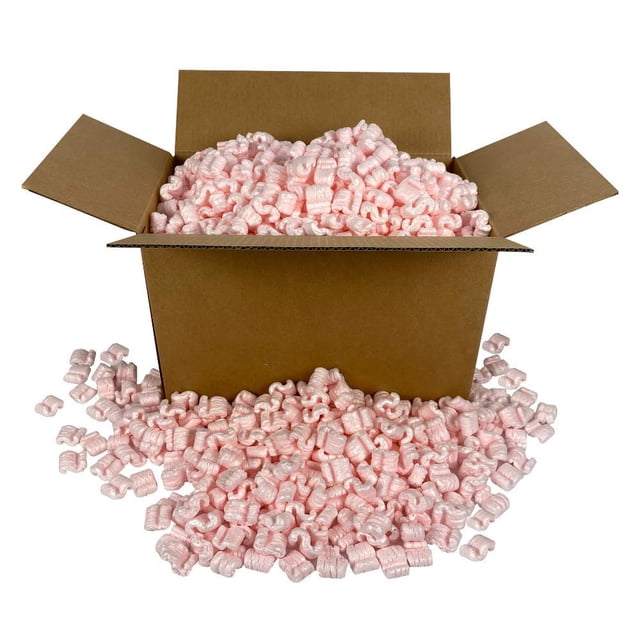 UOFFICE Anti Static Packing Peanuts 3.5 cu. ft. (22.5 Gallons) S-Shaped Popcorn Cushion for Shipping (Pink)