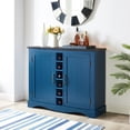 thumbnail image 3 of FESTIVO 47 in. Navy Blue Wood Buffet Bar Cabinet with Wine Rack with Marbling Pattern Countertop, 3 of 11