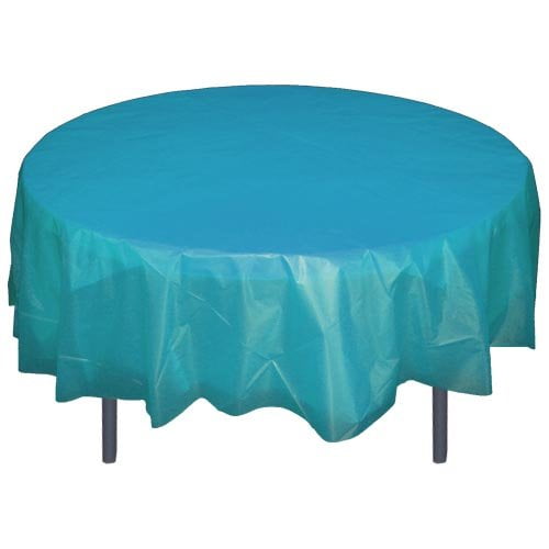 Turquoise Round Plastic Table Cover 84 Covers Any Up To 6 Ft By Exquisite Ship From Us Com Turquoise Round Plastic Table Cover 84, 6 Ft Round Table Cloth Size