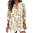 thumbnail image 1 of Camisa MARSVOVO de manga larga con estampado de cachemir amarillo para mujer, 1 of 3