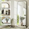 thumbnail image 3 of 57"x20" Full Length Mirror Full Body Mirror Top Rounded Corner Aluminum Frame Hanging or Leaning Wall Floor Mirror with Stand for Living Room Bedroom Cloakroom,Black, 3 of 8