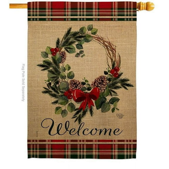 Ornament Collection H192236-BO 28 x 40 in. Winter Wreath House Flag with Wonderland Double-Sided Decorative Vertical Flags Decoration Banner Garden Yard Gift
