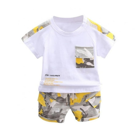 

GYRATEDREAM Toddler Boy Summer Short Sets Outfits Cotton Casual CrewNeck Short Sleeve Playwear Clothes Sets 6M-4T