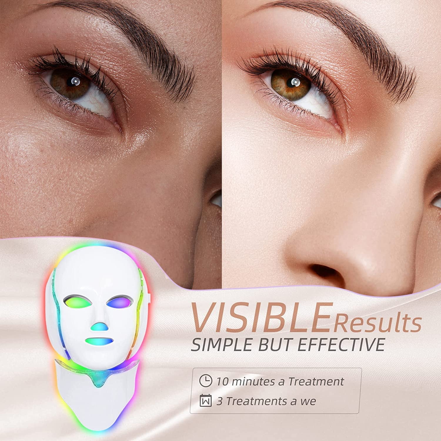 SUWU Plug-In LED Seven-Color Face Care Face Mask 7-Color LED Face And Neck Care Mask