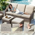 thumbnail image 6 of Unnifurnzi Patio Couch Set-All Weather Wicker Outdoor Couch with Outdoor Ottoman High Back Outdoor Sofa Set for Porch Balcony Deck-Brown/Beige, 6 of 7