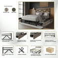 thumbnail image 3 of Castle Place Vintage King Metal Platform Bed with 4 Storage Drawers, Natural Oak, 3 of 10