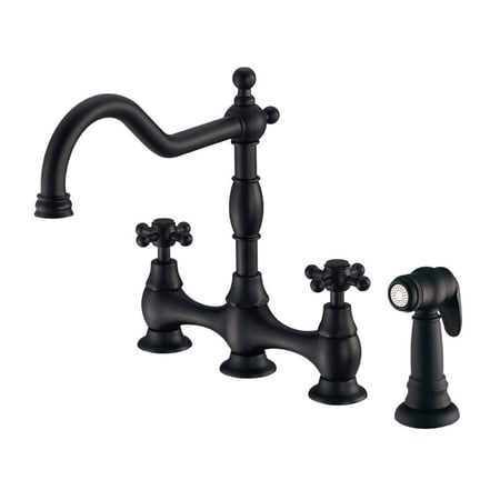 Gerber D404457BS Opulence 2-Handle Bridge Kitchen Faucet w/ Spray (Stainless Steel)