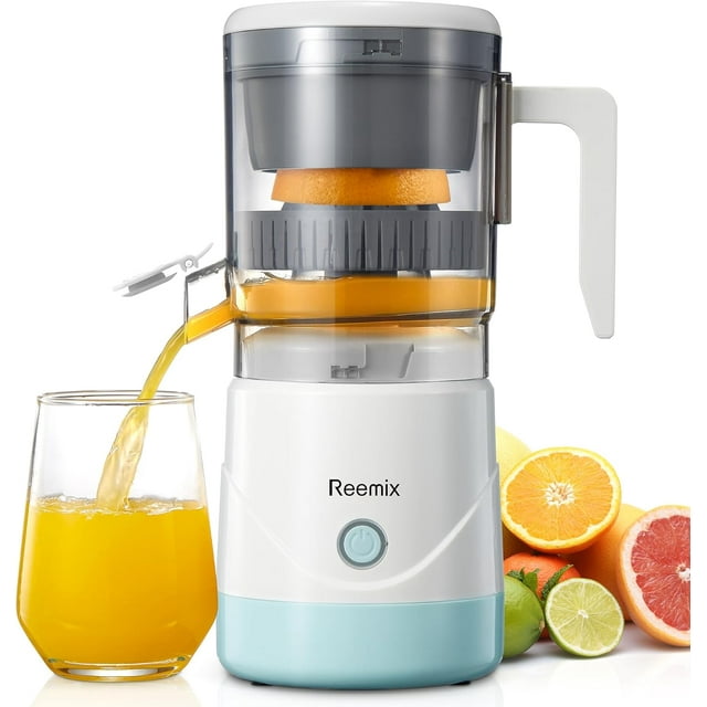 Electric Citrus Juicer, Full-Automatic Orange Juicer Squeezer for Orange, Lemon, Grapefruit, Citrus Juicer with Cleaning Brush, Easy to Clean and Use, White