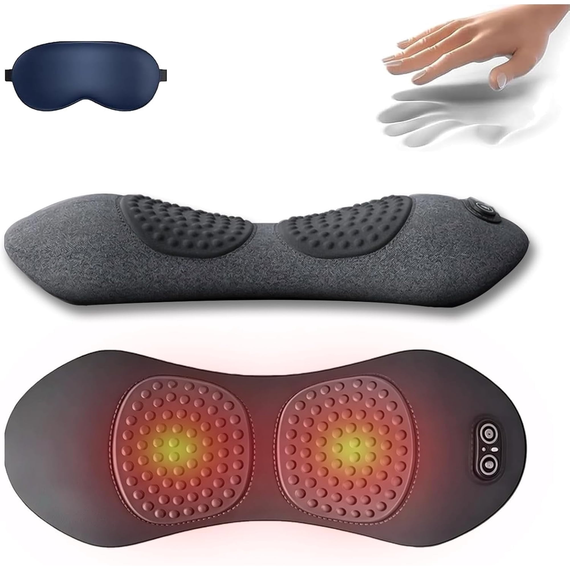 Smooth Spine Triple Fusion Back Massager, Soothe 3 in 1 Back Massager for Sciatica, Mysoothelab Neck Massagers Pillow, Three-Speed Constant Temperature Hot Compress, for Relieve Neck Pain (Black)