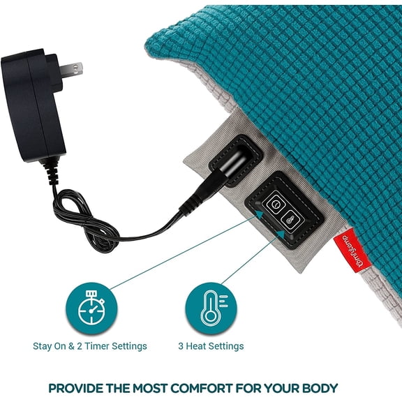 Heated Pillow for Lumbar Support, Electric Pillow for Back Pain Relief, Flannel USB Heating Pillows for Period Cramp/Abdomen/Neck, Birthday Gift for Mom Dad, 17.7" x 17.7"