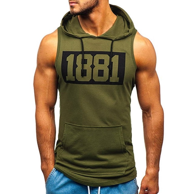 Sudadera con capucha sin mangas Meitianfacai para hombre, con estampado muscular, para fitness, culturismo, con bolsillo y secado rápido.