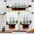 thumbnail image 3 of LALILO Kitchen Curtains and Valances Set of 3 36" Succulent Window Treatment Tiers for Window Decor, 3 of 5
