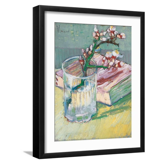 Art.com Still Life, a Flowering Almond Branch, 1888 Giclee Print by Vincent van Gogh, Black Frame Wall Art, 17" x 21"