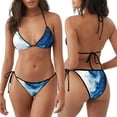 thumbnail image 3 of Fuzoiu Blue White Fluid Art Print Women Triangle Bikini Sets,Halter Two Piece Sexy Swimsuit,String Tie Side Bathing Suit, 3 of 6