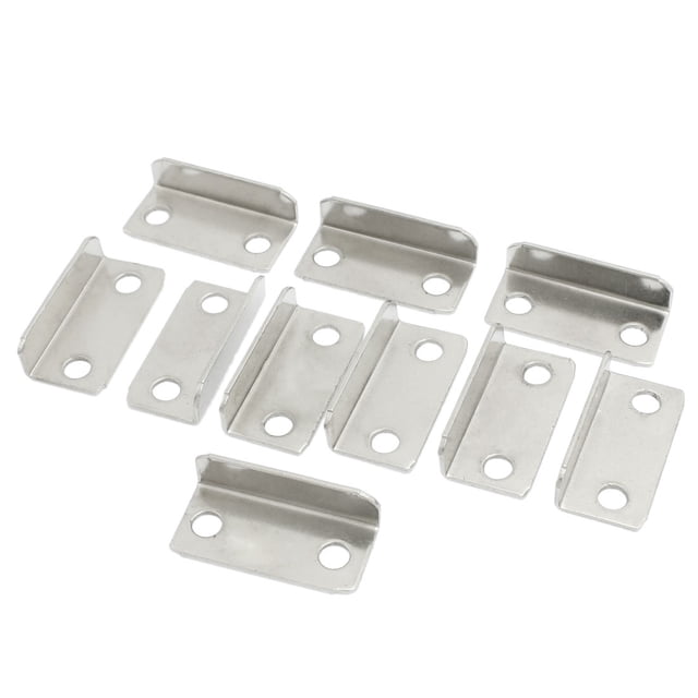 Unique Bargains 10 Pcs Household Silver Tone Metal Angled Drawer Lock Strike Plate