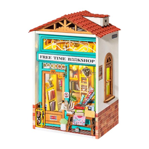 Casas de de as 3D Ciudad de Calle Miniatura Casas de Muñeca con Luces de Muebles Pntas Adornos de Juguete Educativo librería de Sunnimix Casa de muñecas en miniatura