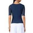 thumbnail image 3 of INSPIRE CHIC Women's Half Sleeves Solid Color Stretchy Basic Top Slim Fit T-Shirts Tight Casual Tees S Navy, 3 of 6