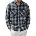thumbnail image 2 of XDZJLR Mens Shirts Casual Color Block Long Sleeve With Two Pockets Plaid Casual Jacket for Spring And Autumn Tee, 2 of 4