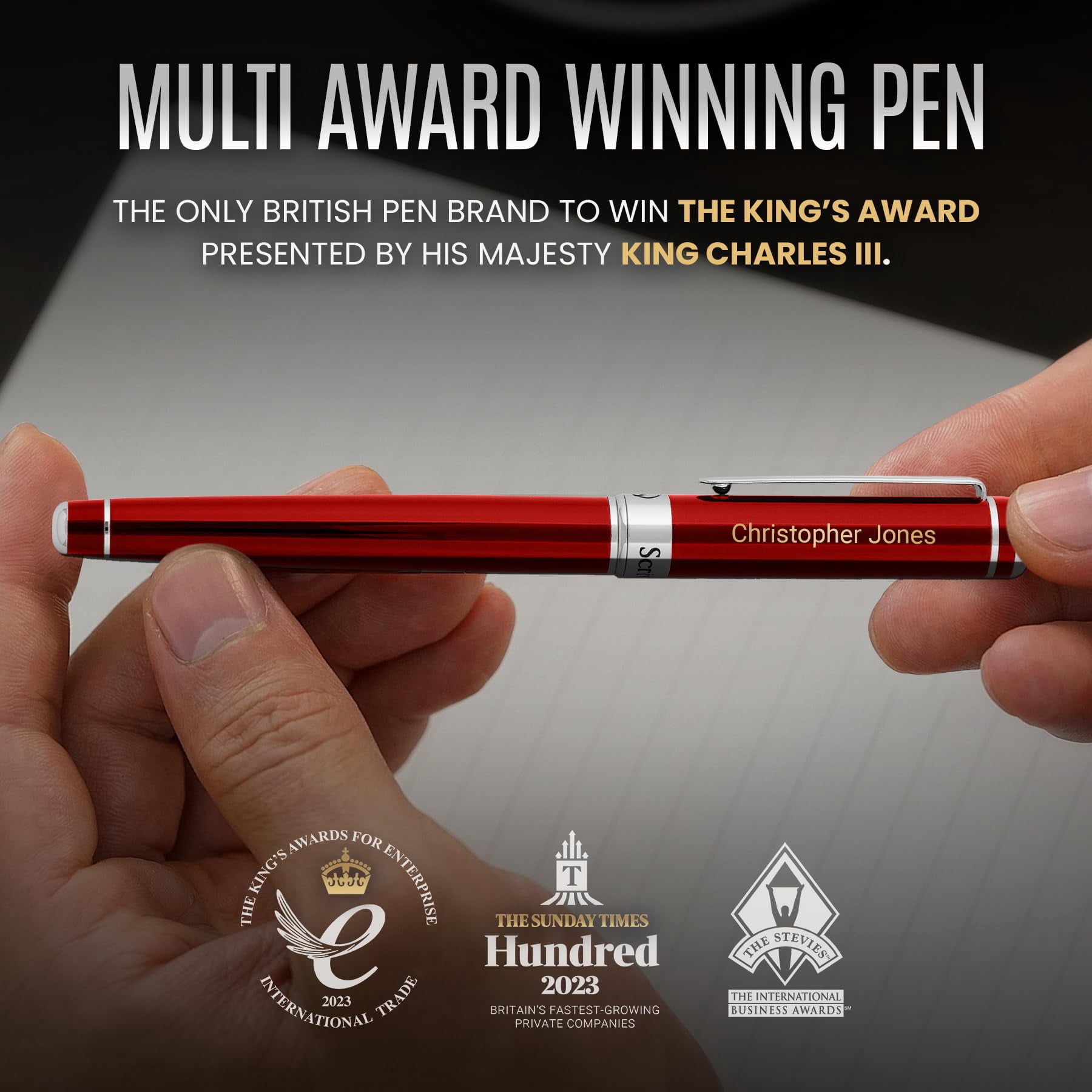 Personalized Deep Crimson Red Rollerball Pen - Stunning Lacquer Luxury With Chrome Finish  Schmidt Ink Refill Engraved Roller Ball Gift Set For Men & Women Custom Name Engraving