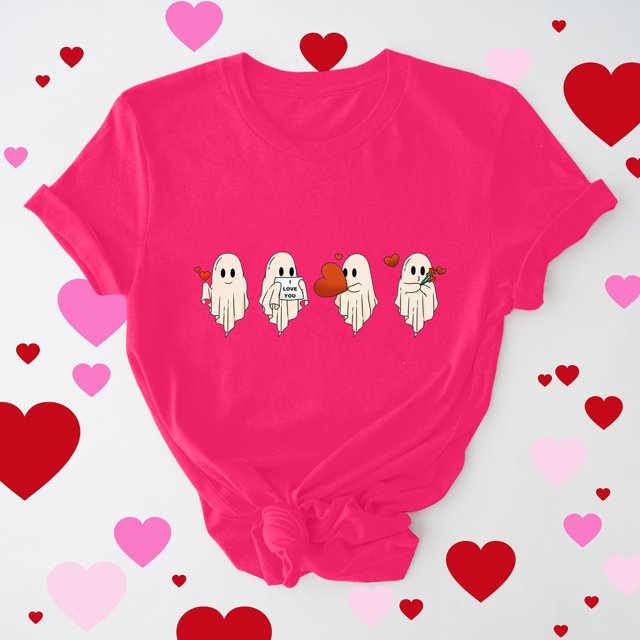 Cadeau de Saint-Valentin pour Femmes, T-shirt Décontracté à Manches Courtes et Col Rond avec Imprimé Arbre de Noël
