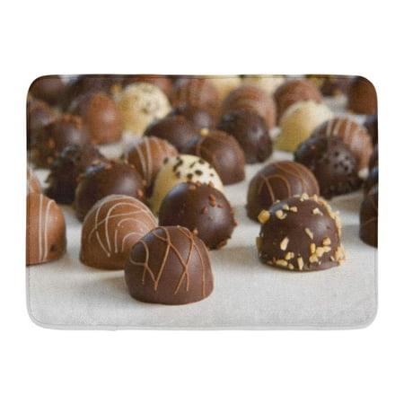 - GODPOK Appealing Brown Rich Chocolate Truffle Focus on Front White Candy Collection Rug Doormat Bath Mat 23.6x15.7 inch