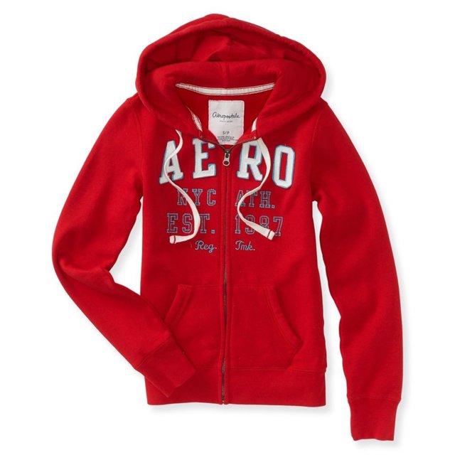 Aeropostale Womens Full Zip Nyc Ath Sudadera, Rojo, Mediano Aeropostale Camisa de entrenamiento