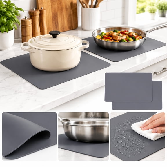 Silicone Countertop Protector, Non-Slip Heat-Resistant Mat for Kitchen Counter, 2-Pack