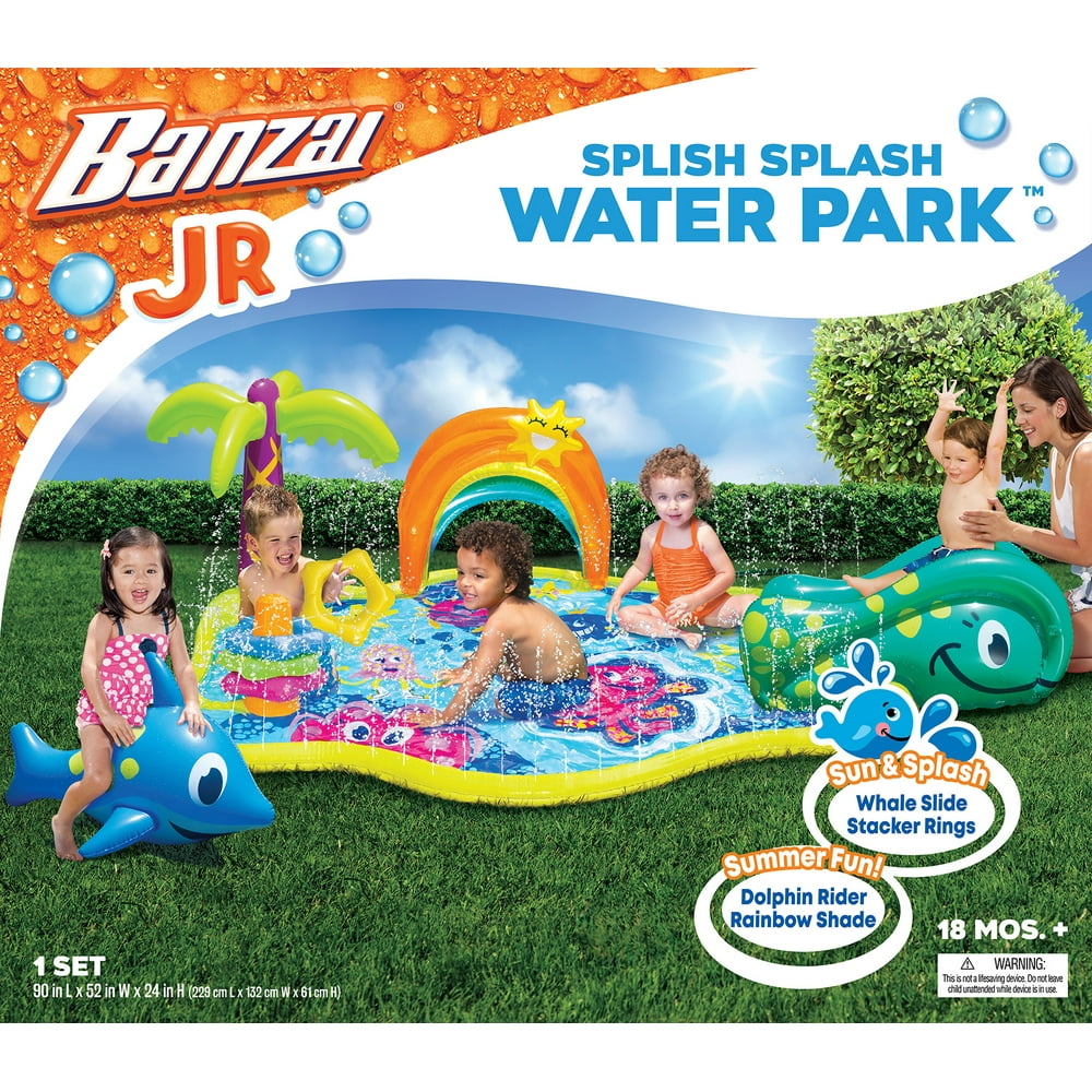 BANZAI Splish Splash Water Park 3In1 Splash Pad, Slide & Sprinkler