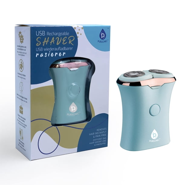 Afeitadora Pursonic recargable por USB para mujer. Elimina el vello al instante y sin dolor. Diseño perfecto, ideal para piernas, bikini, brazos y tobillos (Aqua).