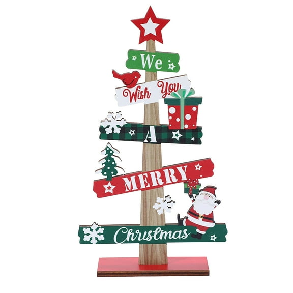 Chanana Christmas Tree Snowman Decorations for Home, Tabletop, Wooden Xmas Ornaments for Office Party Tiered Tray Desk Decor (We Wish You A Merry Christmas)